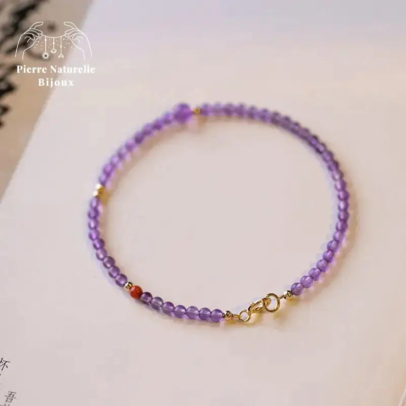 Bracelet fin en Améthyste et Agate rouge | Bracelets | pierre naturelle bijoux