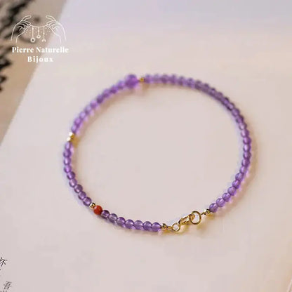 Bracelet fin en Améthyste et Agate rouge | Bracelets | pierre naturelle bijoux