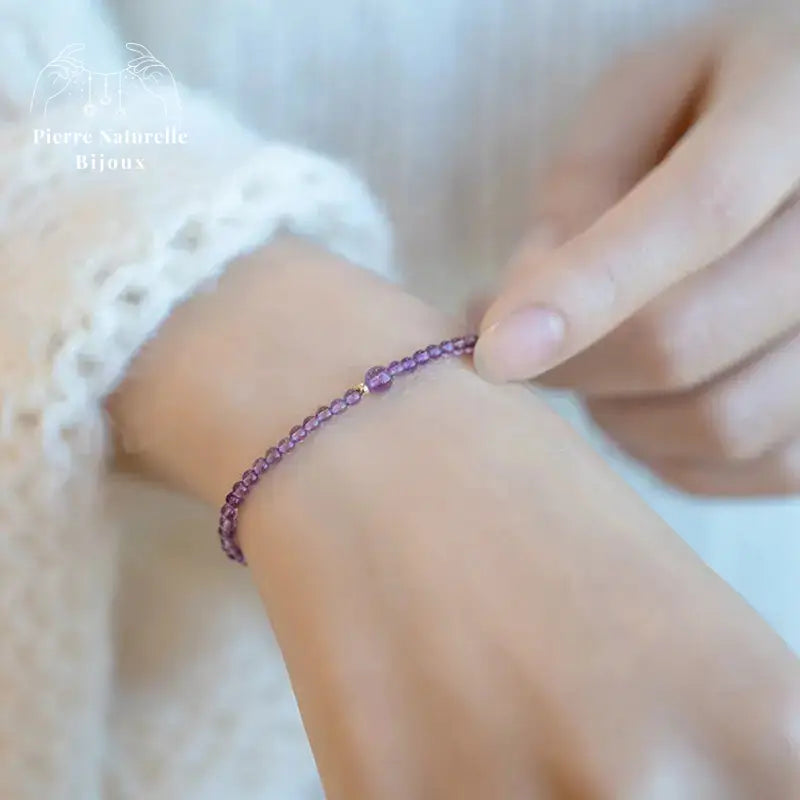 Bracelet fin en Améthyste et Agate rouge | Bracelets | pierre naturelle bijoux