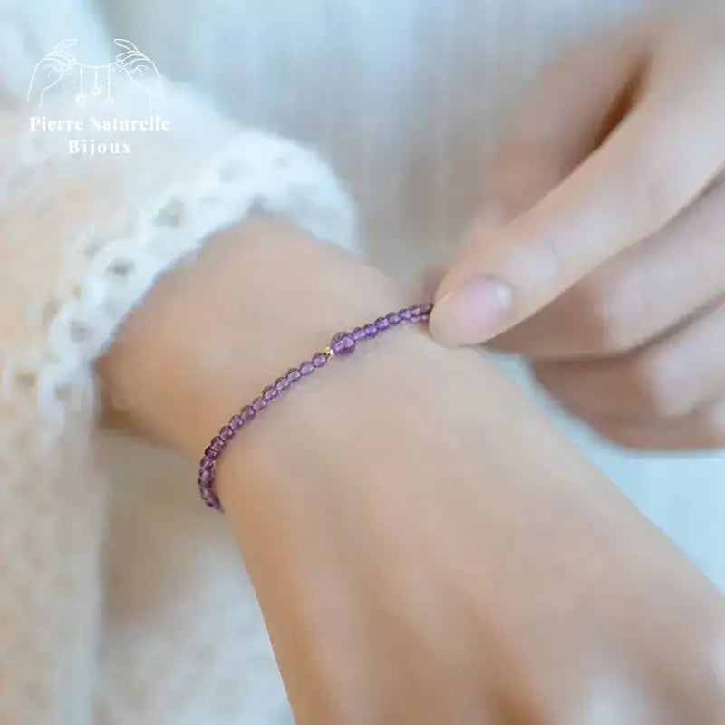 Bracelet fin en Améthyste et Agate rouge | Bracelets | pierre naturelle bijoux