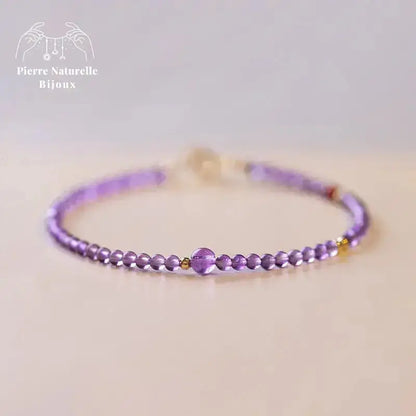Bracelet fin en Améthyste et Agate rouge | Bracelets | pierre naturelle bijoux