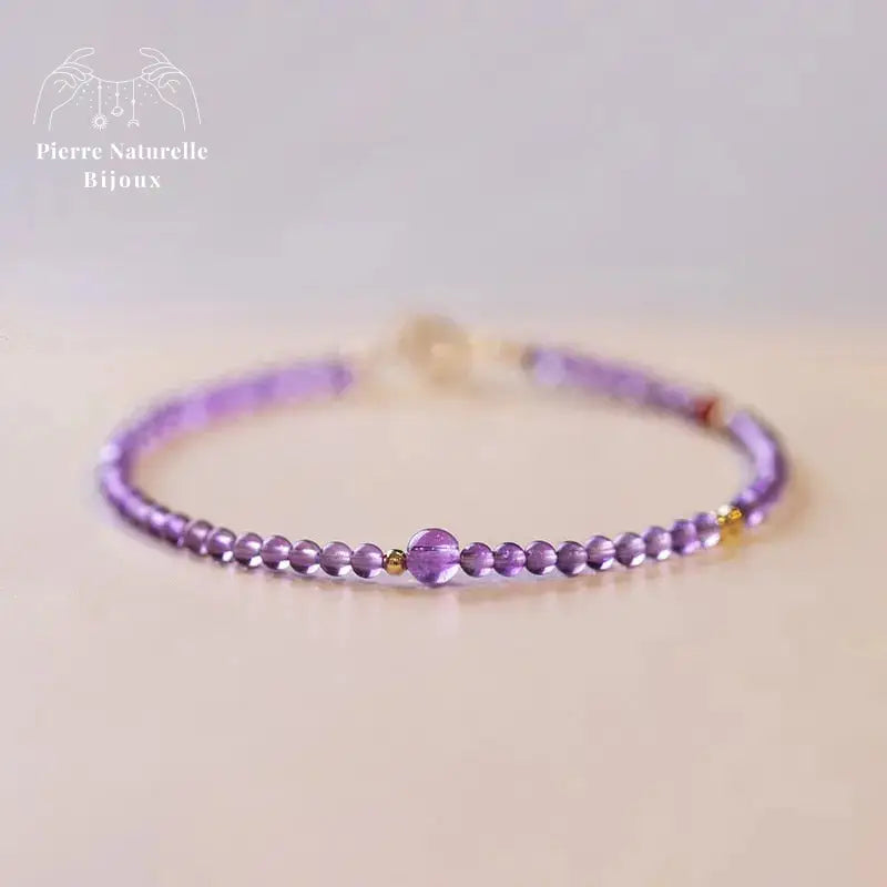Bracelet fin en Améthyste et Agate rouge | Bracelets | pierre naturelle bijoux