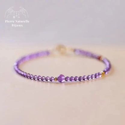 Bracelet fin en Améthyste et Agate rouge | Bracelets | pierre naturelle bijoux