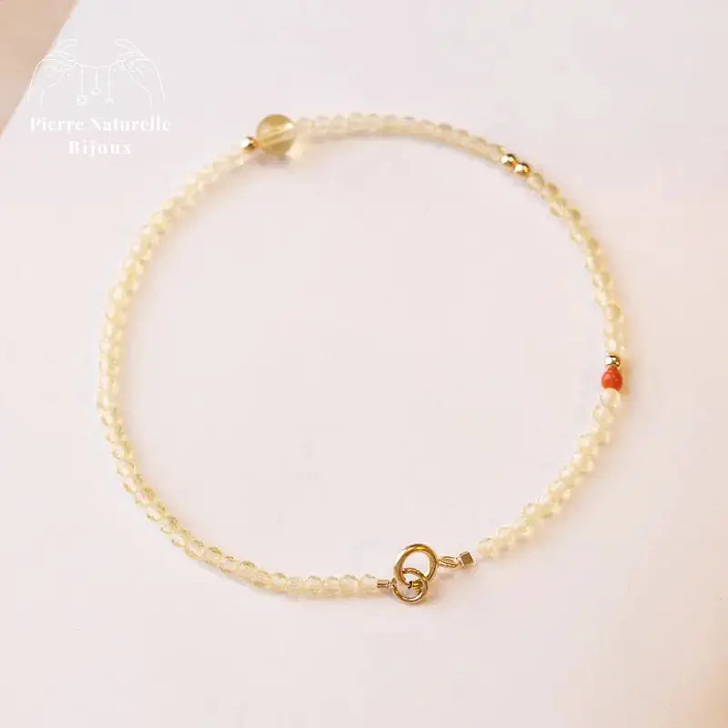 Bracelet fin en Citrine et Agate rouge