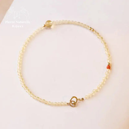 Bracelet fin en Citrine et Agate rouge