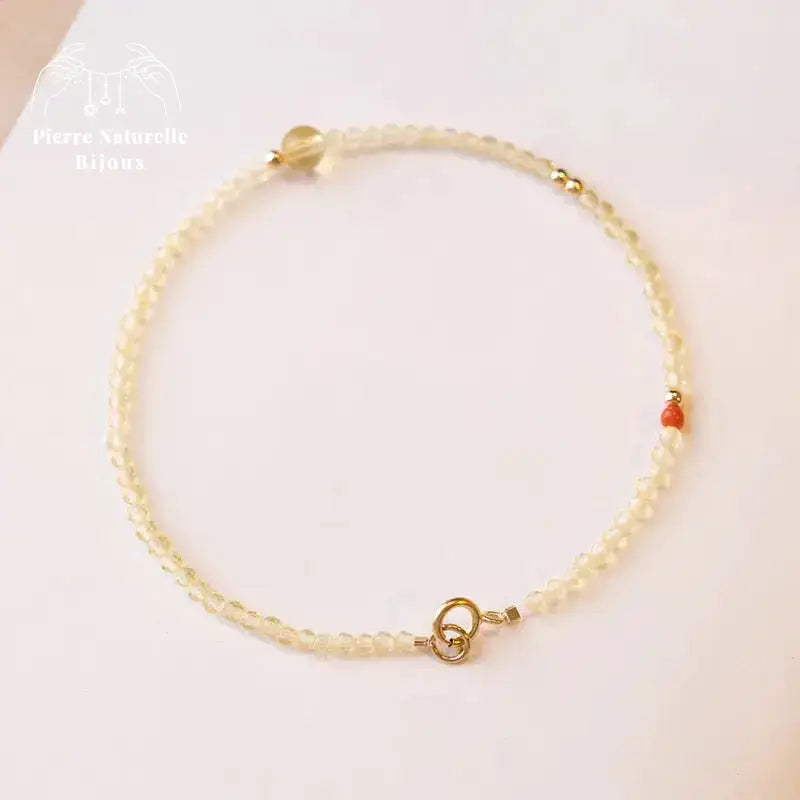 Bracelet fin en Citrine et Agate rouge