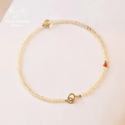 Bracelet fin en Citrine et Agate rouge