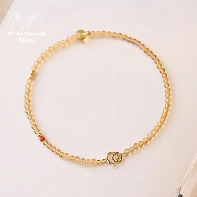 Bracelet fin en Citrine et Agate rouge