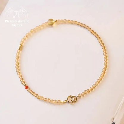 Bracelet fin en Citrine et Agate rouge