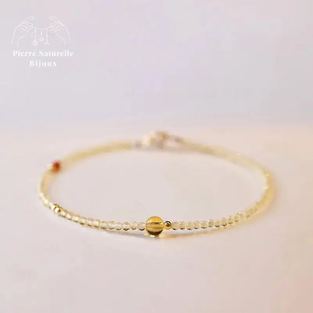 Bracelet fin en Citrine et Agate rouge | Bracelets | pierre naturelle bijoux