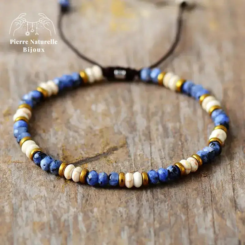 Bracelet fin en Sodalite et Howlite