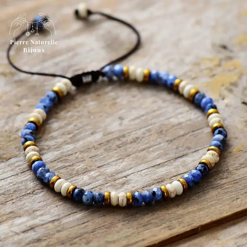 Bracelet fin en Sodalite et Howlite | Bracelets | pierre naturelle bijoux