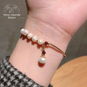 Bracelet en Grenat et Perle d'eau douce | Bracelets | pierre naturelle bijoux