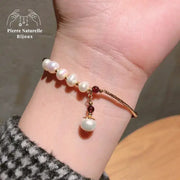 Bracelet en Grenat et Perle d'eau douce | Bracelets | pierre naturelle bijoux