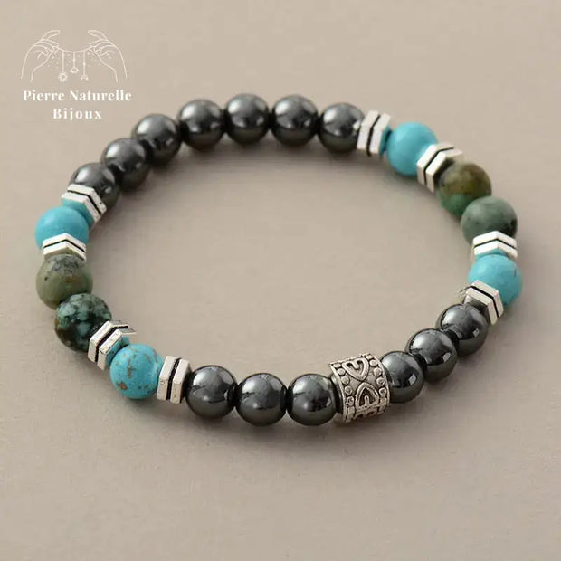 Bracelet en Hématite et Turquoise | Bracelets | pierre naturelle bijoux