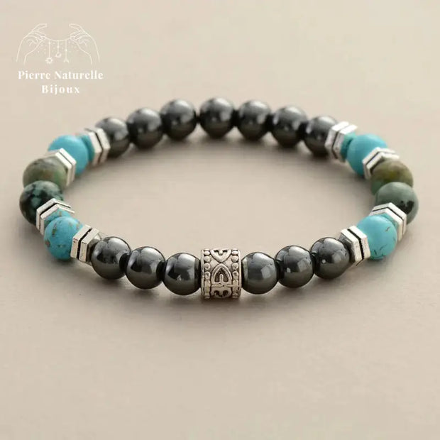 Bracelet en Hématite et Turquoise | Bracelets | pierre naturelle bijoux