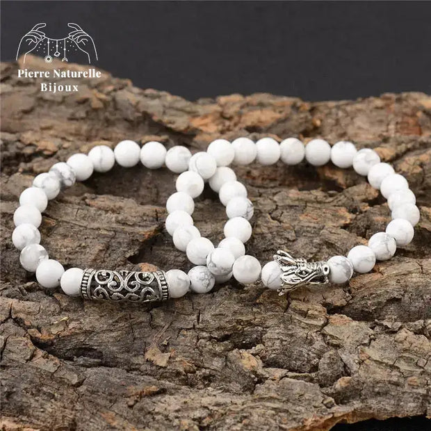 Bracelet duo "Dragon" en Howlite | Bracelets | pierre naturelle bijoux