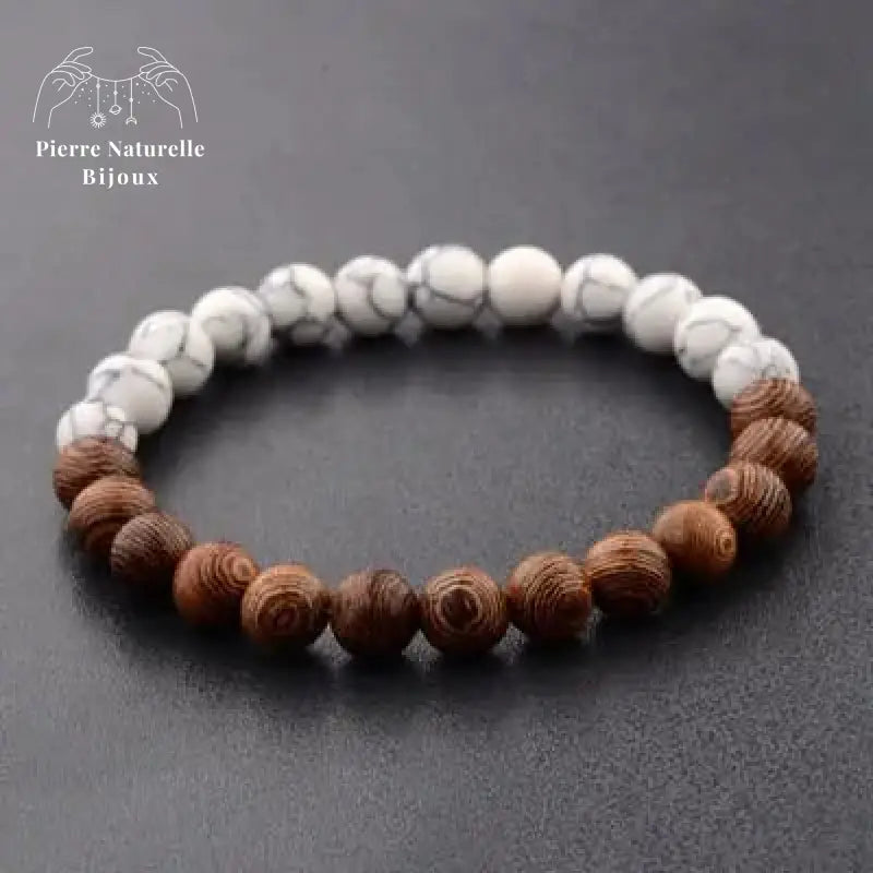 Bracelet "Confiance" en Howlite et Bois naturel | Bracelets | pierre naturelle bijoux