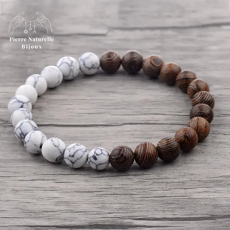 Bracelet "Confiance" en Howlite et Bois naturel | Bracelets | pierre naturelle bijoux