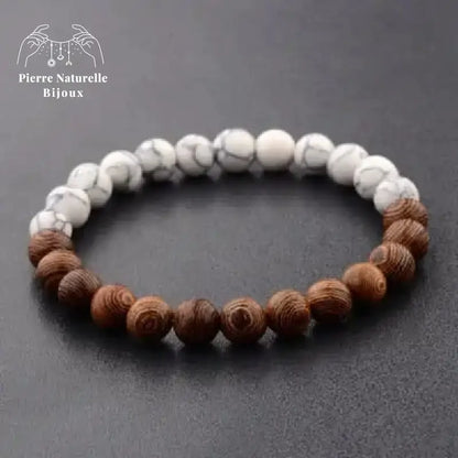 Bracelet "Confiance" en Howlite et Bois naturel | Bracelets | pierre naturelle bijoux