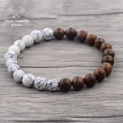 Bracelet "Confiance" en Howlite et Bois naturel | Bracelets | pierre naturelle bijoux