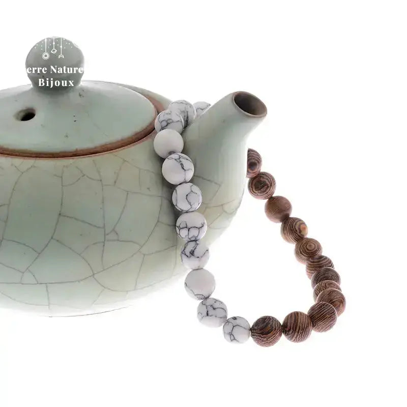 Bracelet "Confiance" en Howlite et Bois naturel | Bracelets | pierre naturelle bijoux