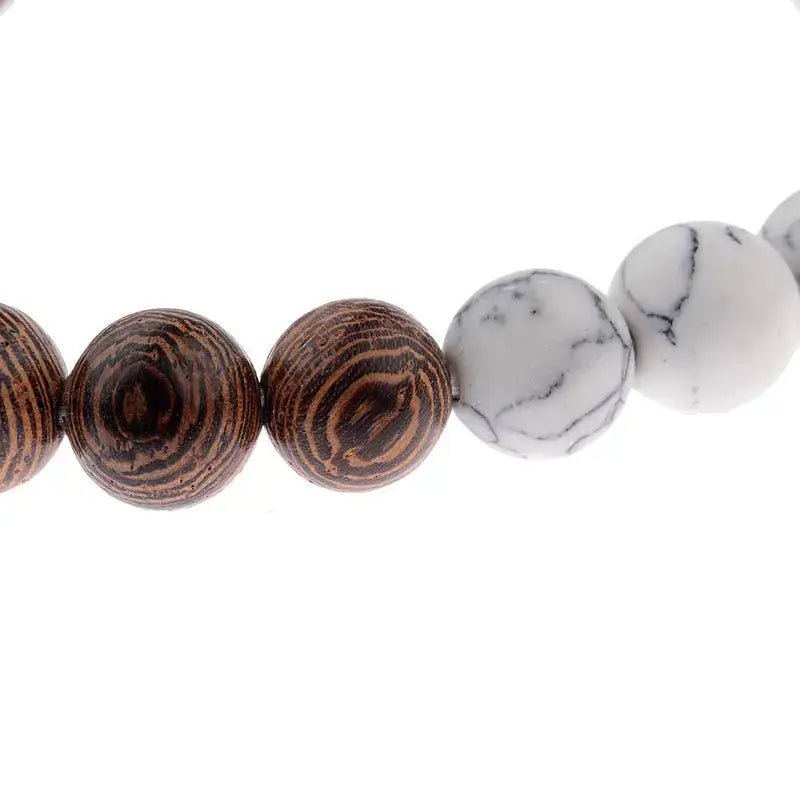 Bracelet "Confiance" en Howlite et Bois naturel | Bracelets | pierre naturelle bijoux