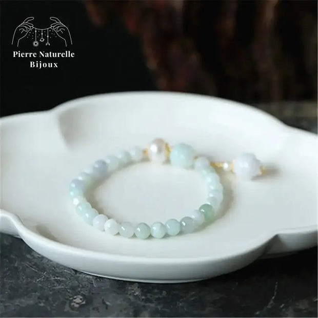 Bracelet en Jade bleu et perle d'eau douce | Bracelets | pierre naturelle bijoux