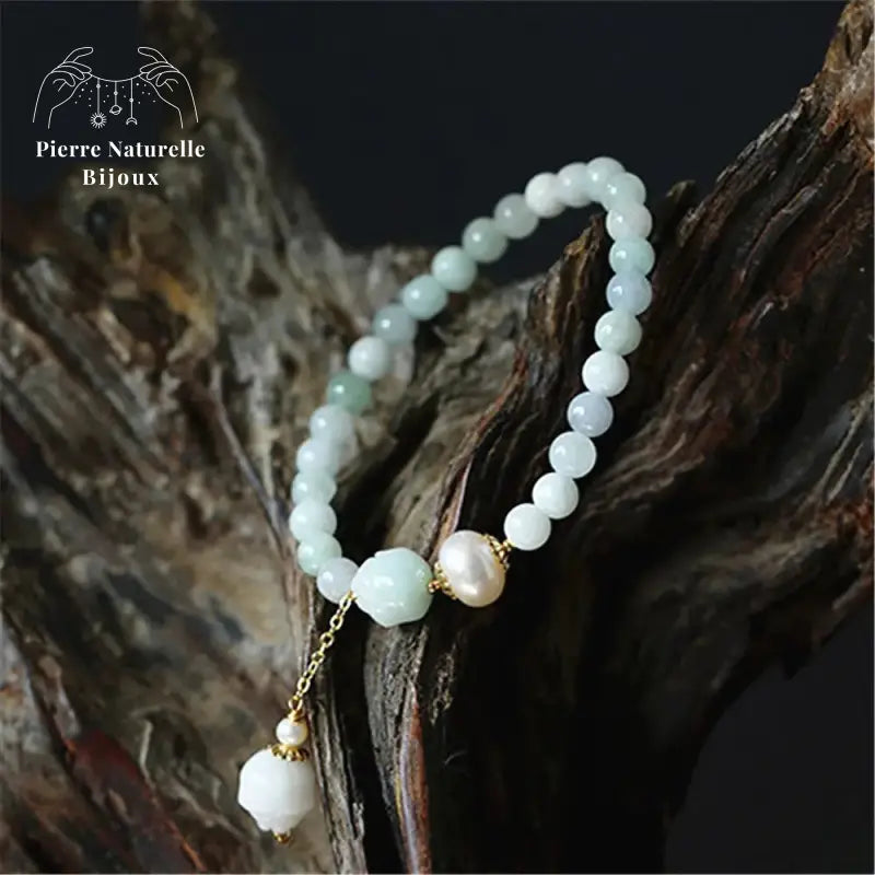 Bracelet en Jade bleu et perle d'eau douce | Bracelets | pierre naturelle bijoux