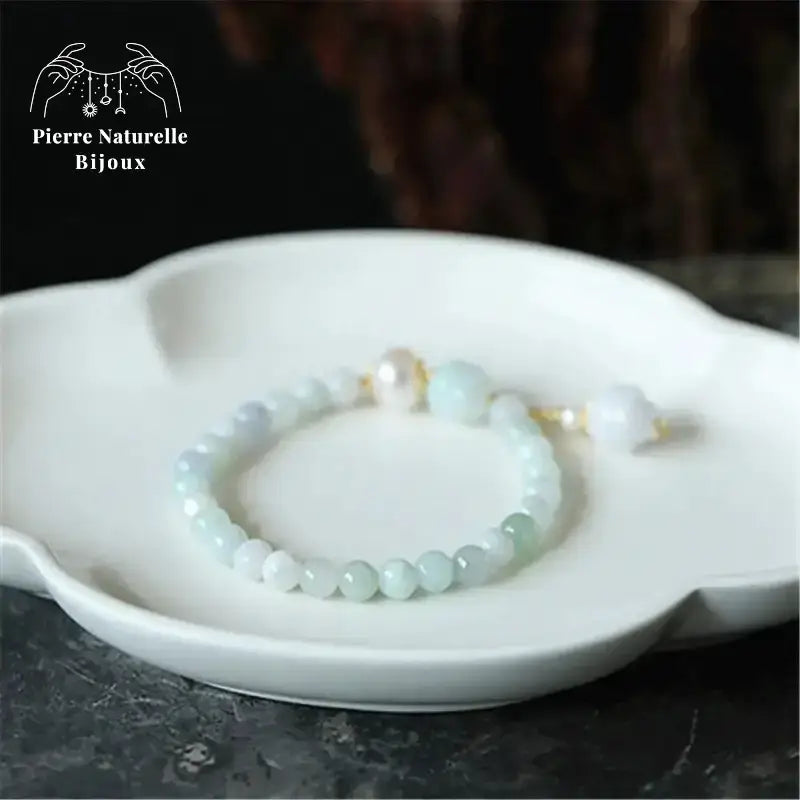 Bracelet en Jade bleu et perle d'eau douce | Bracelets | pierre naturelle bijoux