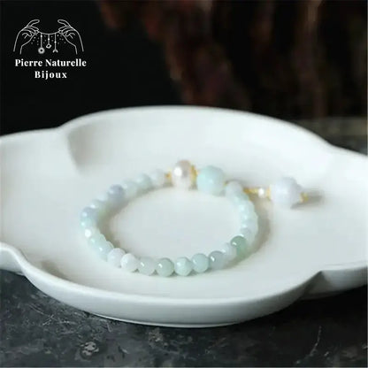 Bracelet en Jade bleu et perle d'eau douce | Bracelets | pierre naturelle bijoux