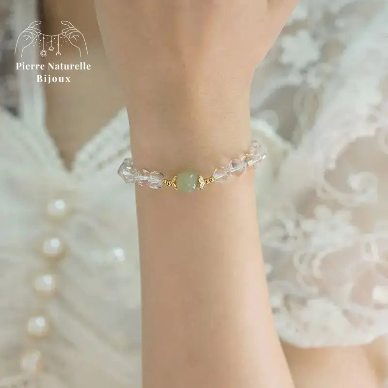 Bracelet en Jade et Cristal | Bracelets | pierre naturelle bijoux