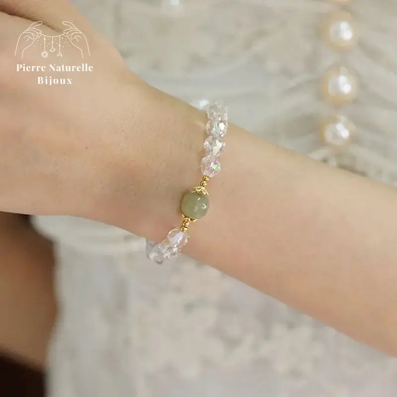 Bracelet en Jade et Cristal | Bracelets | pierre naturelle bijoux