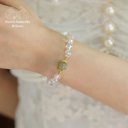 Bracelet en Jade et Cristal | Bracelets | pierre naturelle bijoux