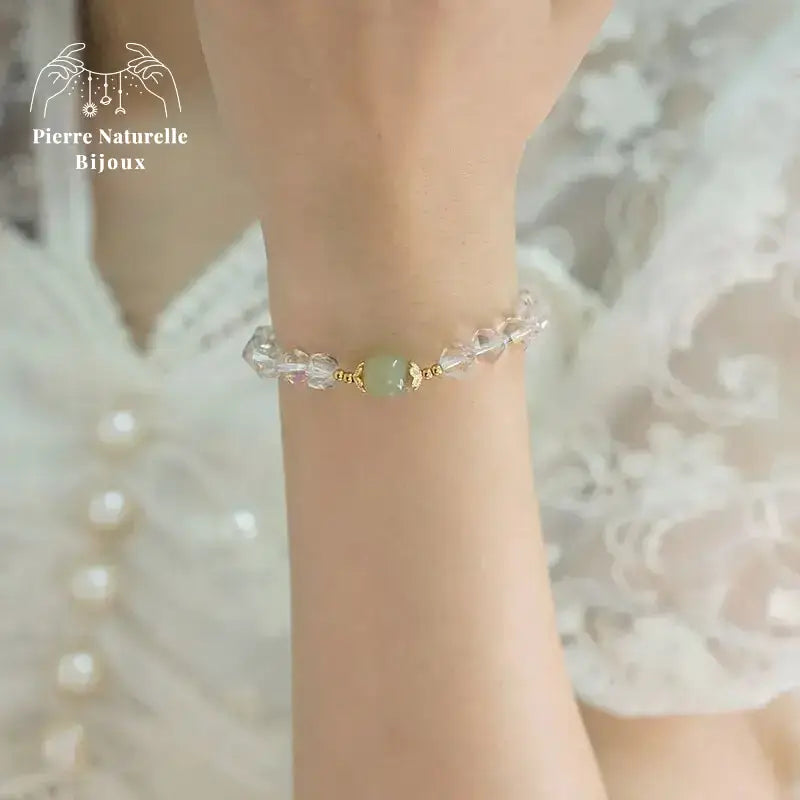 Bracelet en Jade et Cristal | Bracelets | pierre naturelle bijoux