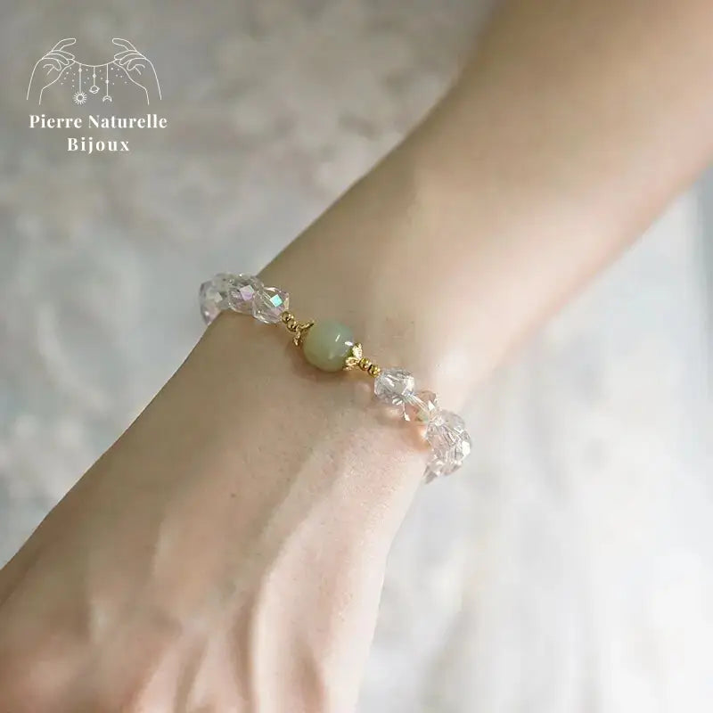 Bracelet en Jade et Cristal | Bracelets | pierre naturelle bijoux