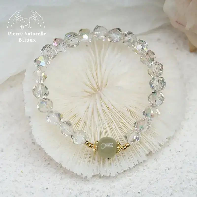 Bracelet en Jade et Cristal | Bracelets | pierre naturelle bijoux