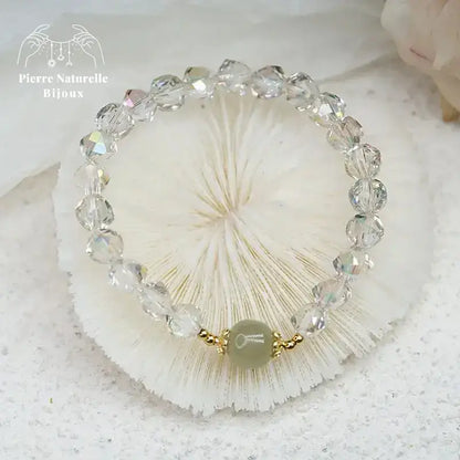 Bracelet en Jade et Cristal | Bracelets | pierre naturelle bijoux