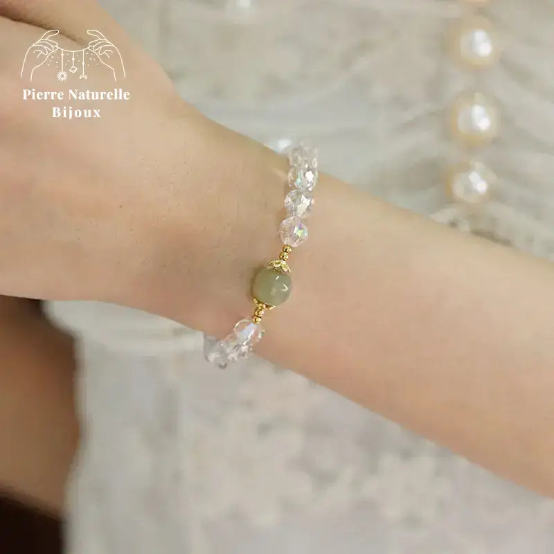Bracelet en Jade et Cristal | Bracelets | pierre naturelle bijoux