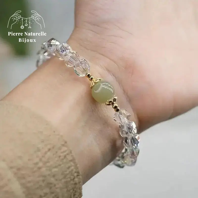 Bracelet en Jade et Cristal | Bracelets | pierre naturelle bijoux