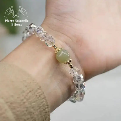 Bracelet en Jade et Cristal | Bracelets | pierre naturelle bijoux