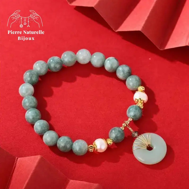 Bracelet en Jade et Perle d'eau douce | Bracelets | pierre naturelle bijoux
