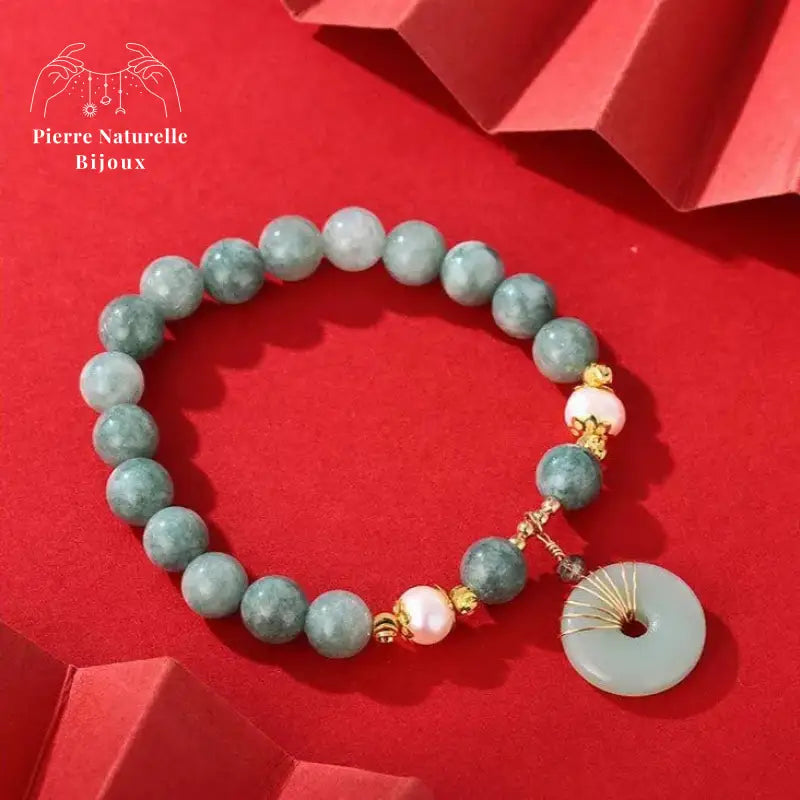 Bracelet en Jade et Perle d'eau douce | Bracelets | pierre naturelle bijoux