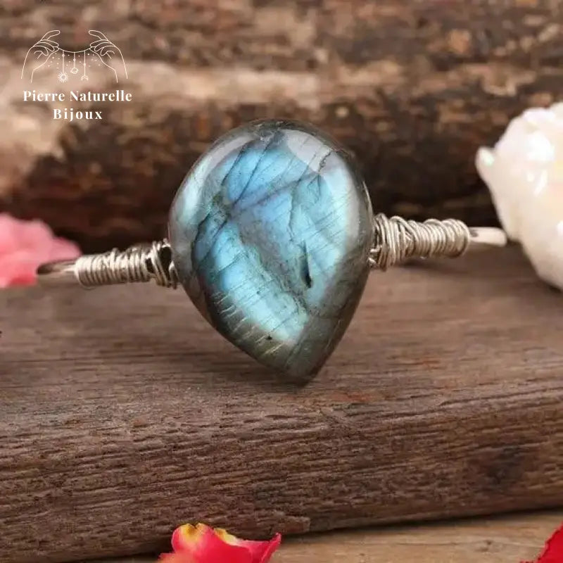 Bracelet cuivre "Goutte d'eau" en Labradorite