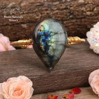 Bracelet cuivre "Goutte d'eau" en Labradorite