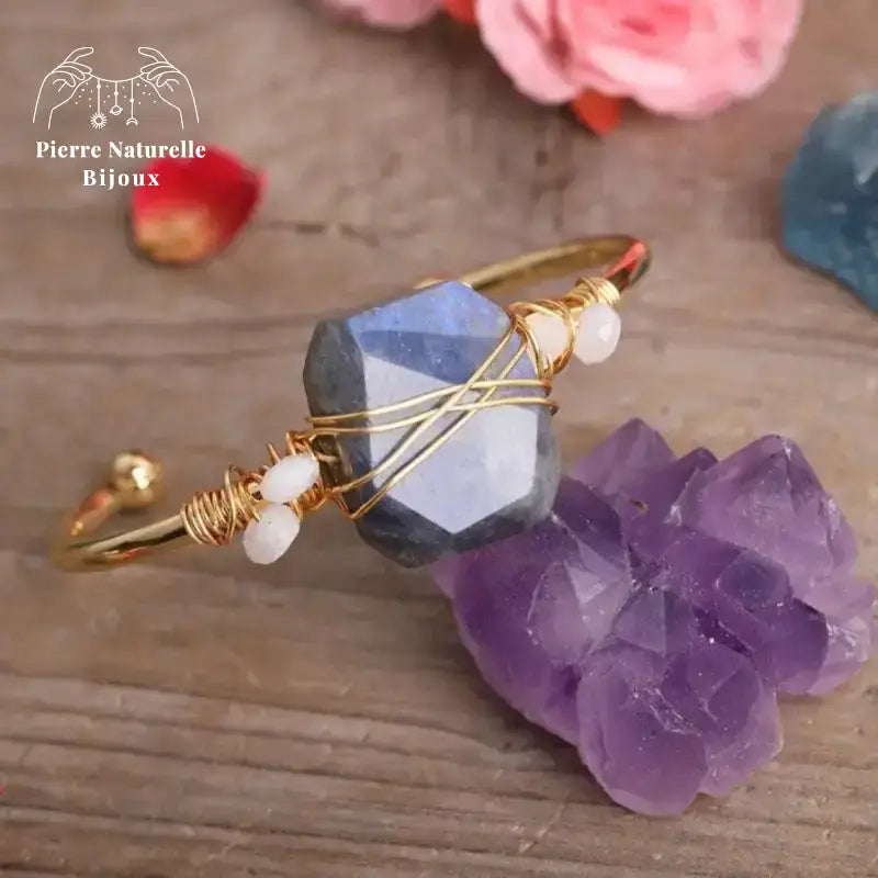 Bracelet cuivre en Labradorite et Pierre de lune | Bracelets | pierre naturelle bijoux