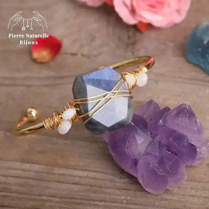 Bracelet cuivre en Labradorite et Pierre de lune | Bracelets | pierre naturelle bijoux
