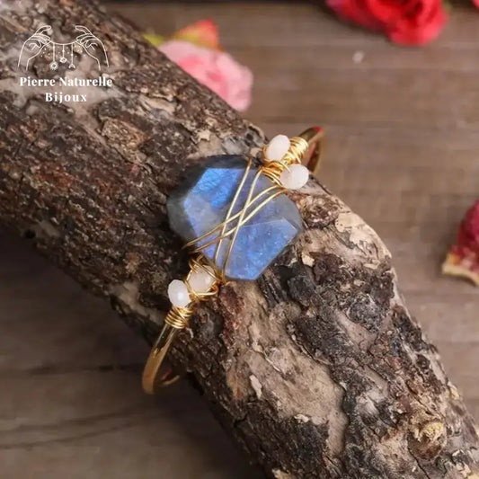Bracelet cuivre en Labradorite et Pierre de lune | Bracelets | pierre naturelle bijoux