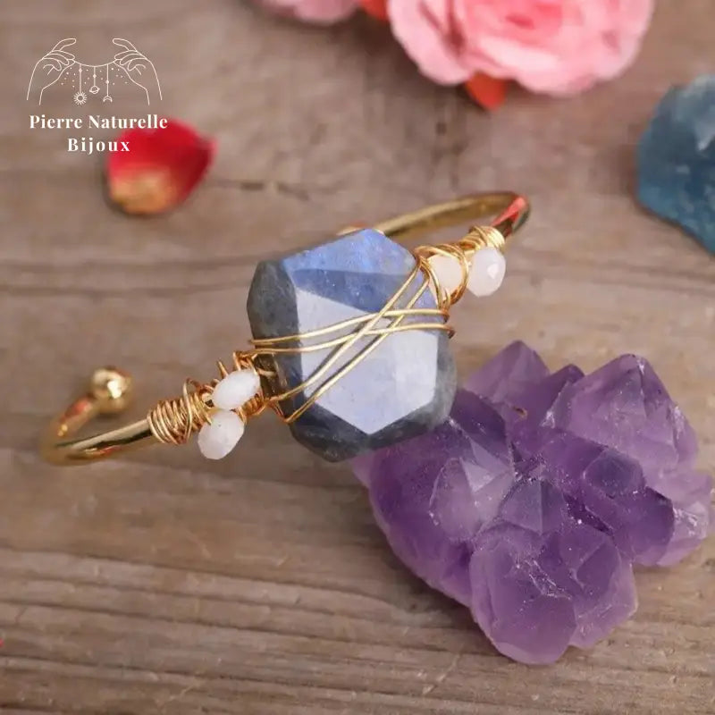Bracelet cuivre en Labradorite et Pierre de lune | Bracelets | pierre naturelle bijoux