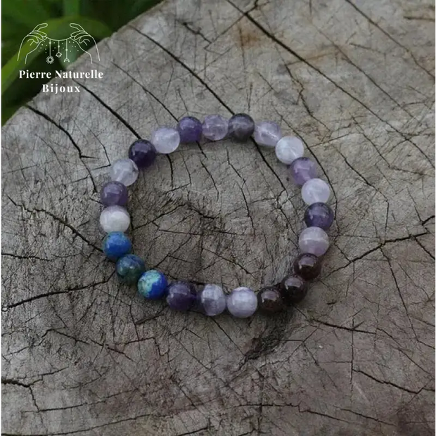 Bracelet "Amitié" en Lapis-lazuli, Améthyste et Grenat